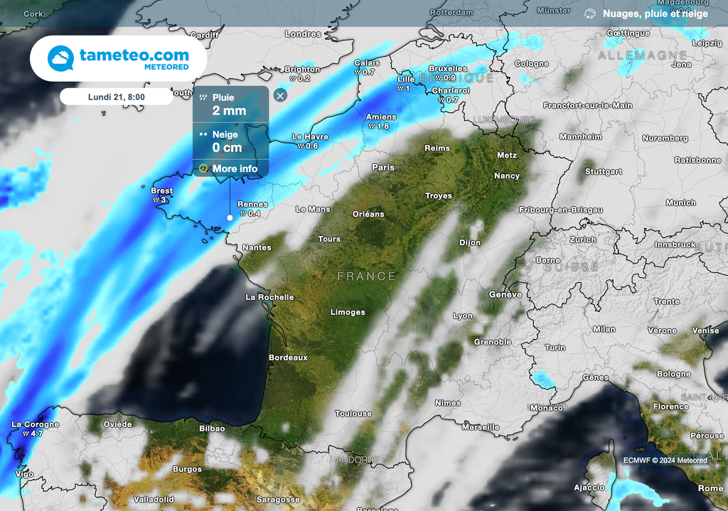 Météo pluvieuse ce lundi matin dans les régions du nord-ouest. Météo pluvieuse ce lundi matin dans les régions du nord-ouest.