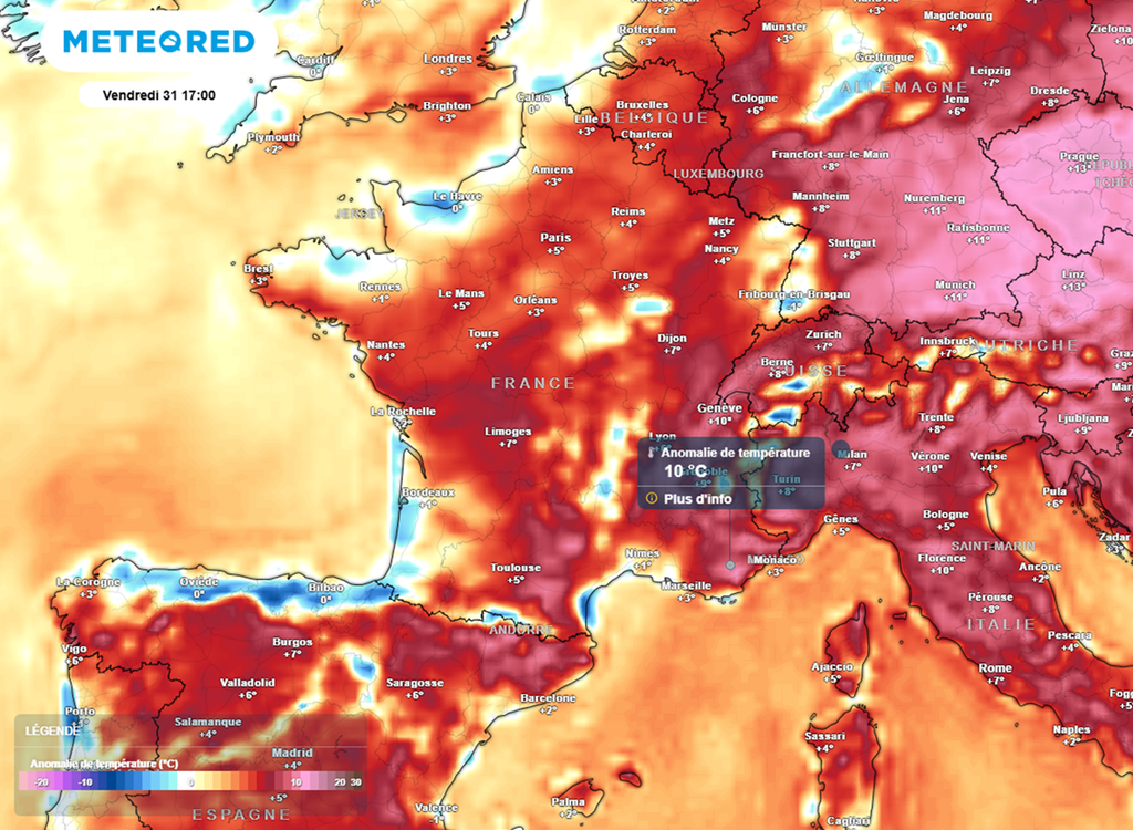Le mois de juillet se clôturera avec des valeurs un peu moins élevées, sauf dans le sud-est.