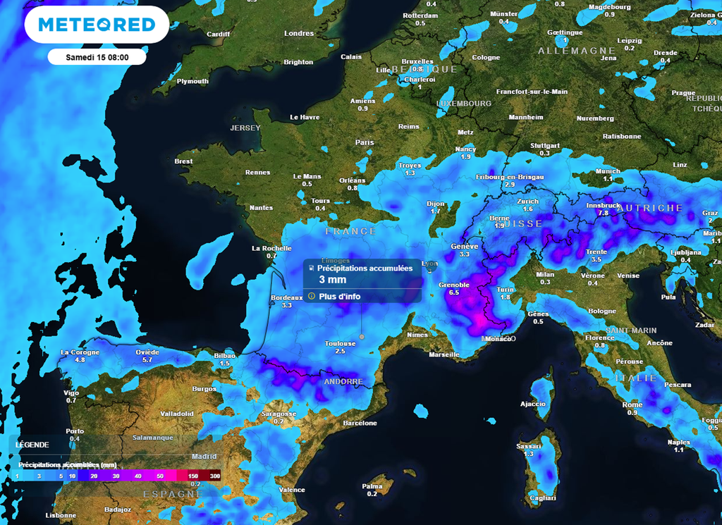 En dehors des quelques orages de ces dernières heures du sud-ouest au centre-est, les précipitations seront très rares ces prochains jours.