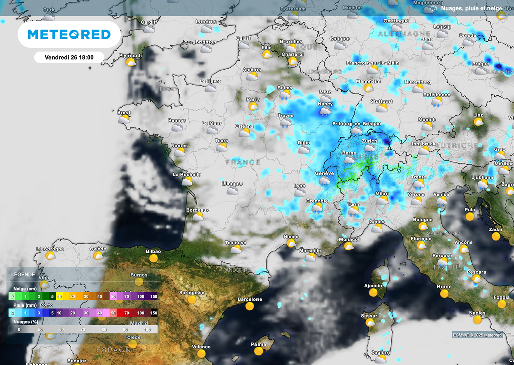 Les pluies seront encore présentes dans l'est et nord-est ce vendredi.