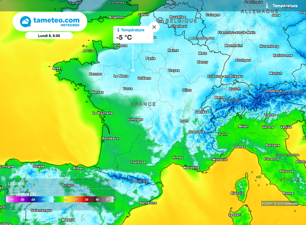 Le gel va rapidement s'étendre sur la France.