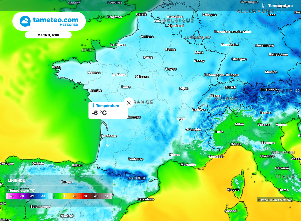 Seul l'extrême Sud-Est sera à l'écart du gel.