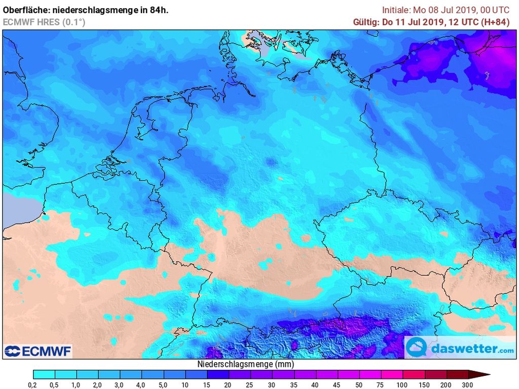 Regenmengen bis Donnerstag Regenmengen bis Donnerstag