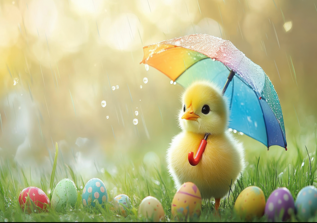 Osterküken, Regen, Karwoche, Schirm, Charme Osterküken, Regen, Karwoche, Schirm, Charme
