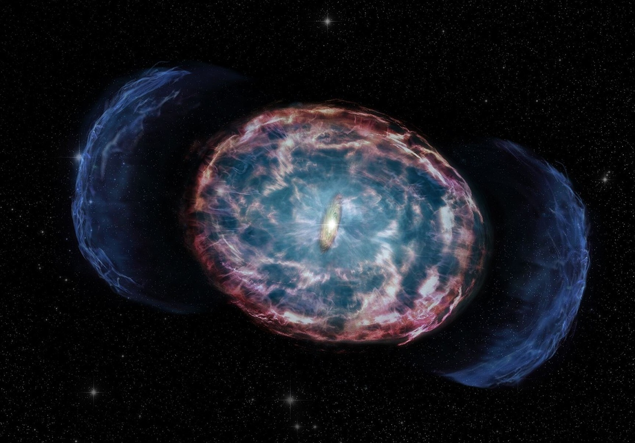 Ilustração representativa da Kilonova GW170817. Créditos da NASA/CXC/M.Weiss.