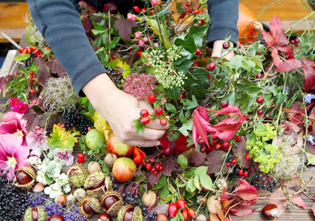 Herbstgesteck, Blumen, Basteln
