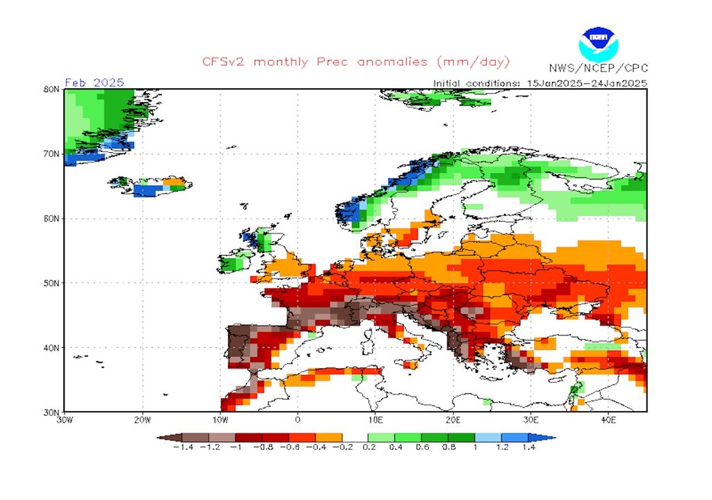 Niderschlagsabweichungn, Februar, NOAA Niderschlagsabweichungn, Februar, NOAA