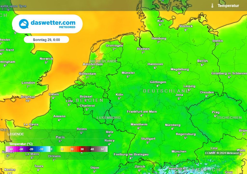 temperatur, wetter, sonntagmorgen temperatur, wetter, sonntagmorgen