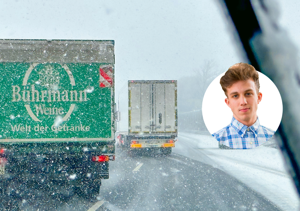 schnee, LKW, Straße