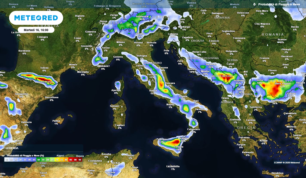 Temporali a tratti anche intensi interesseranno le aree appenniniche del nostro Paese