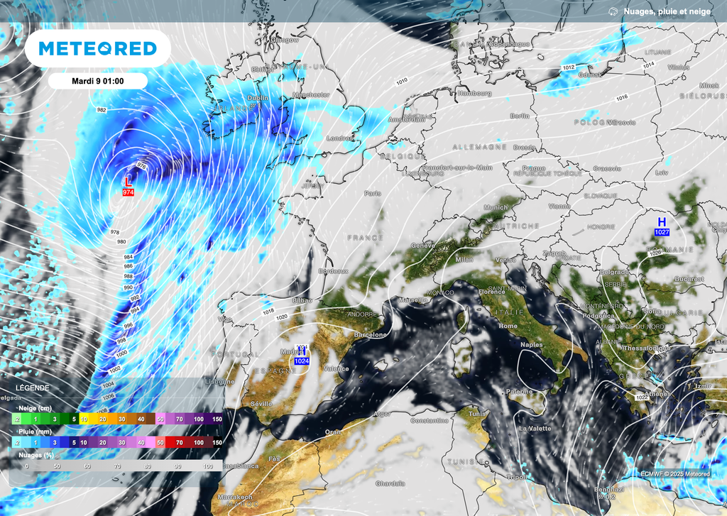 Une dépression circulera au large mardi mais influencera un peu la Bretagne notamment. Une dépression circulera au large mardi mais influencera un peu la Bretagne notamment.