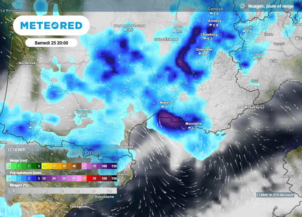 Orages Les orages s'annoncent localement violents ce soir près de la Méditerranée avec risque de pluies intenses, de grêle et de puissantes rafales