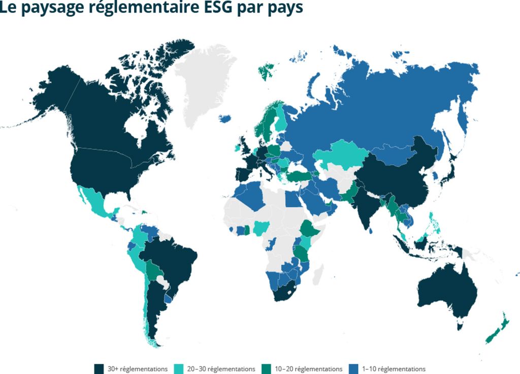 Le paysage réglementaire ESG par pays. @ControlRisks