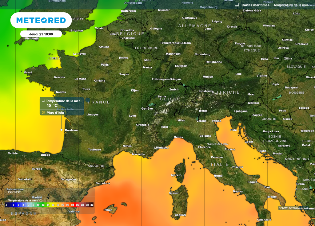 Hier, la température de l'eau ne dépassait pas les 16°C sur le Nord-Ouest, 18°C sur la côte atlantique et 20°C au maximum près de la Méditerranée.