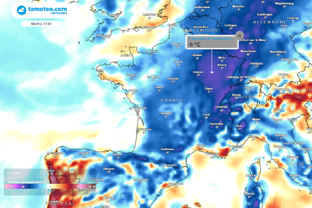 En début de semaine prochaine, le mercure s'annonce frais pour la saison avec des valeurs jusqu'à 10°C en dessous des normales de saison !
