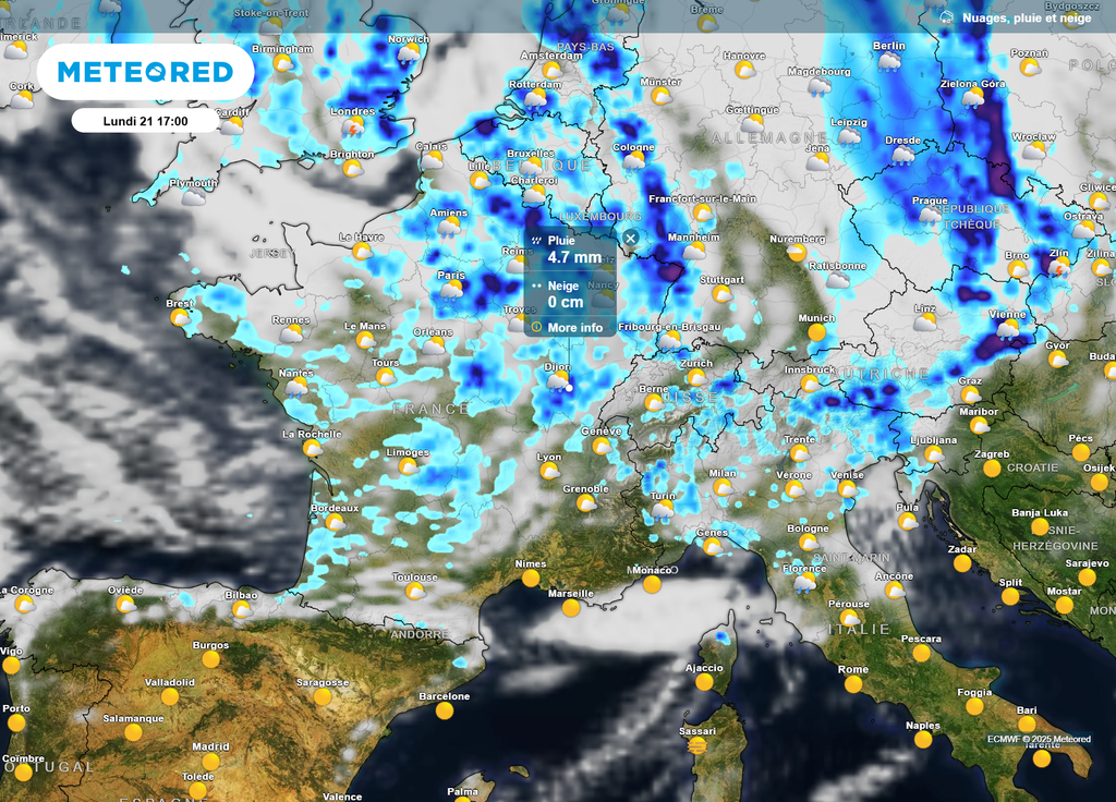 Nébulosité lundi après-midi Nébulosité lundi après-midi