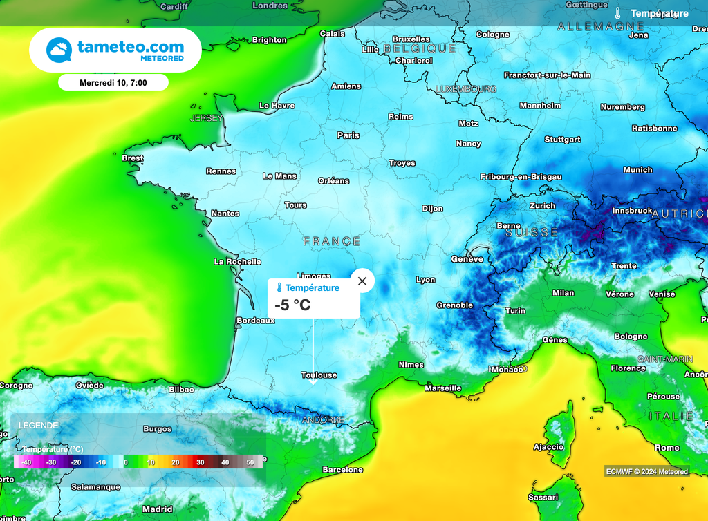 Pic de cet épisode de froid entre mardi et mercredi.
