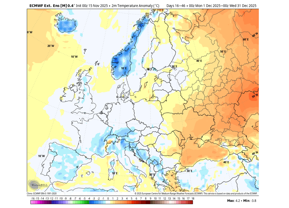 Prévisions hivernales de décembre : anomalie de température en Europe – froid et effondrement du vortex polaire. @ECMWF Prévisions hivernales de décembre : anomalie de température en Europe – froid et effondrement du vortex polaire. @ECMWF