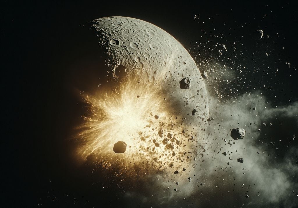 imagen ejemplificadora de un impacto de asteroide con la luna imagen ejemplificadora de un impacto de asteroide con la luna