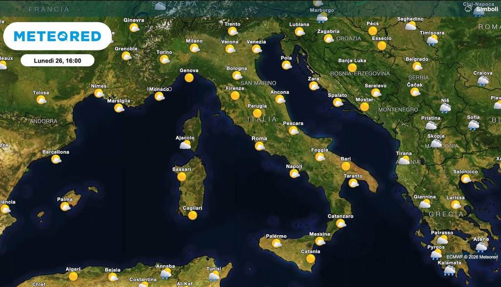 Alta pressione e sole sull'Italia per la prossima settimana