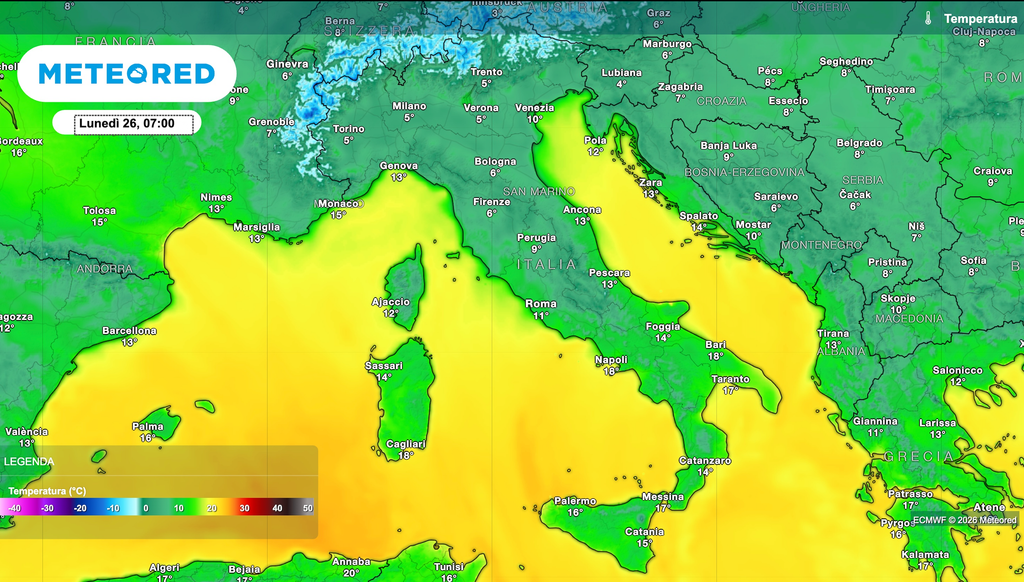 Alta pressione con clima gradevole di giorno, ma freddo al mattino