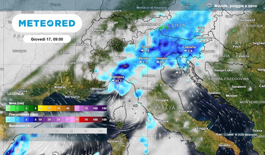 Situazione meteo attuale Piogge al Nord in questa mattinata di giovedì 17 settembre
