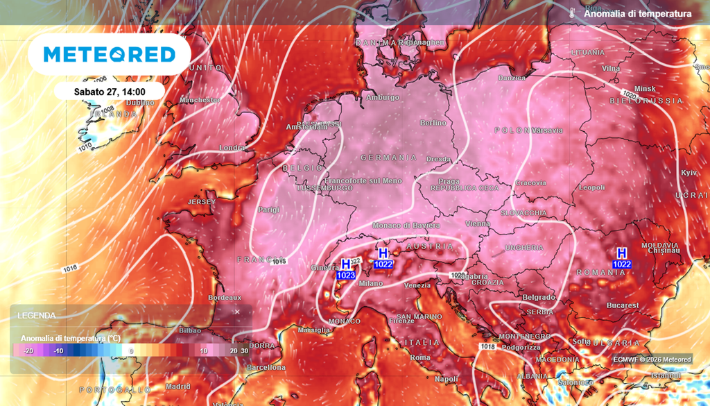 caldo estremo europa Sabato 27 giugno 2026 si prevede una situazione di caldo eccezionale, ancora una volta, nell'Europa centrale.