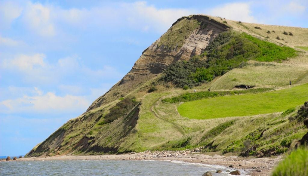 Un tratto delle scogliere del Limfjord in Danimarca, custodi di fossili millenari