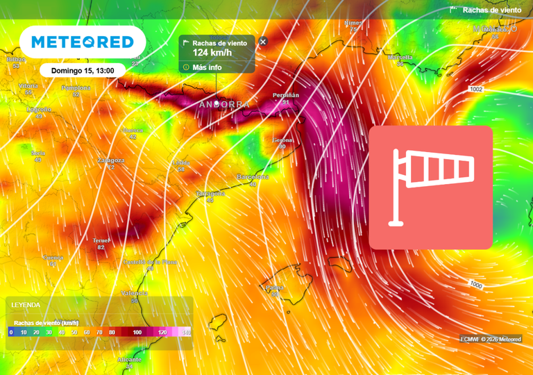 La AEMET activa un aviso rojo por vientos huracanados en Girona: ma&ntilde;ana rachas de m&aacute;s de 140 km/h entre estas horas