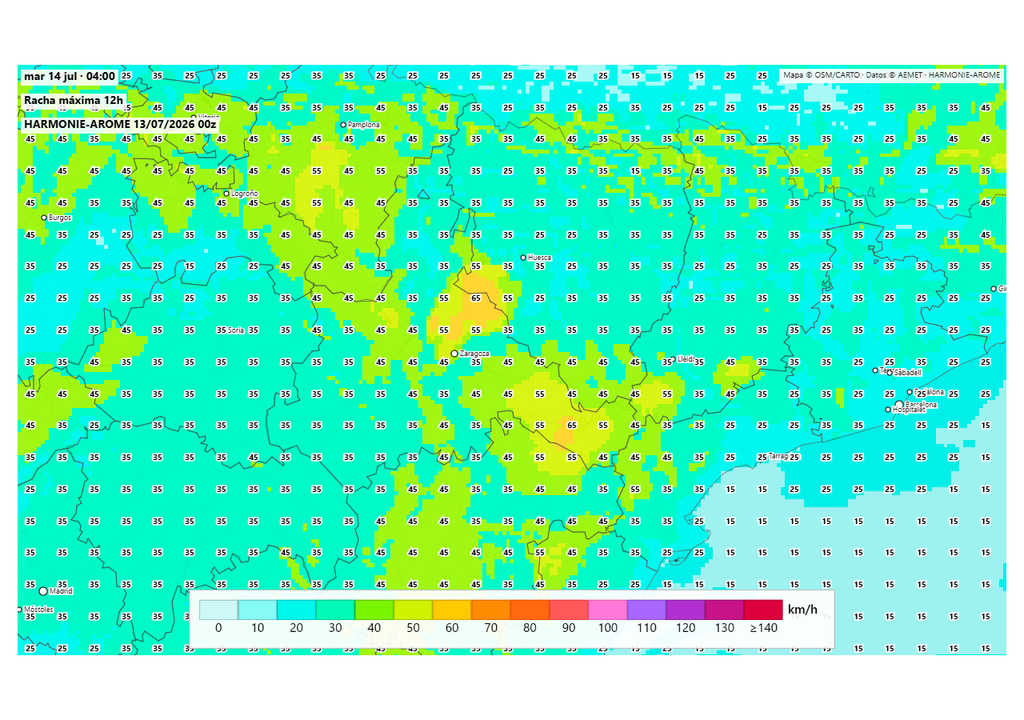 Las tormentas irán acompañadas de fuertes ráfagas de viento, sobre todo en puntos del Pirineo. Fuente: Harmoniearome.es