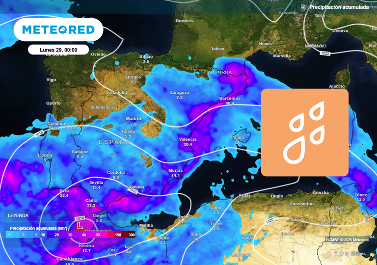 La AEMET avisa: en unas horas las lluvias podr&iacute;an dejar m&aacute;s de 100 l/m2 en estas zonas de Espa&ntilde;a