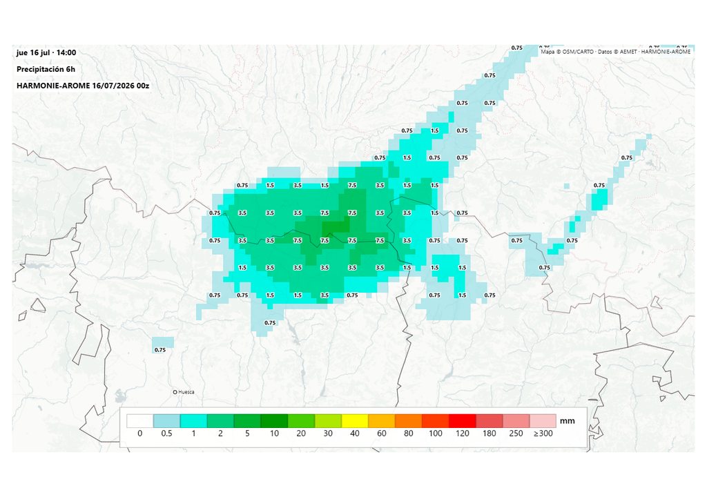 Las tormentas pueden dejar chubascos intensos en puntos del Pirineo.