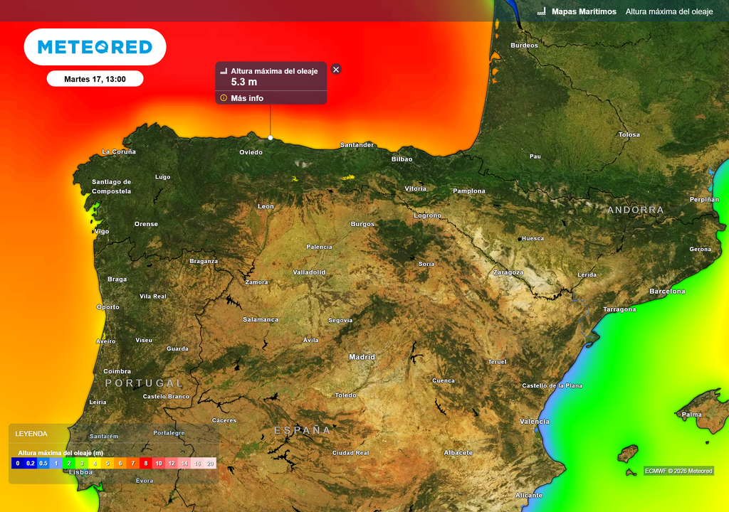 El temporal de mar irá a menos a medida que avance la jornada.