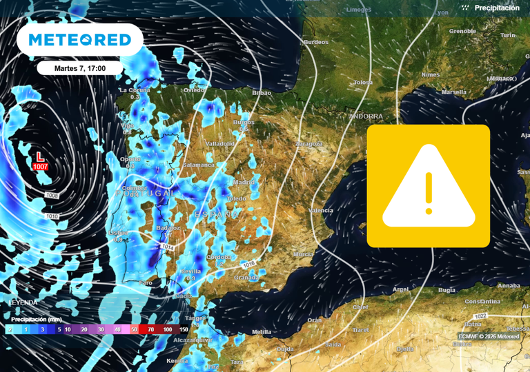 La AEMET ha activado m&uacute;ltiples avisos por lluvias y tormentas para hoy, 7 de abril