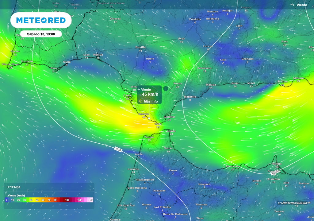 Los vientos sostenidos serán de más de 45 km/h.