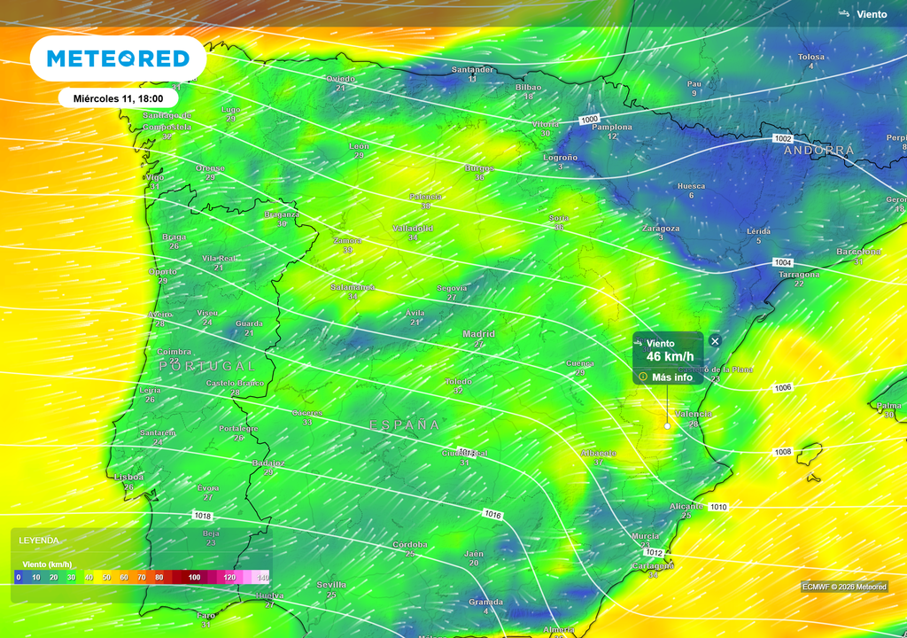 El episodio dejará vientos sostenidos superiores a los 40 km/h.