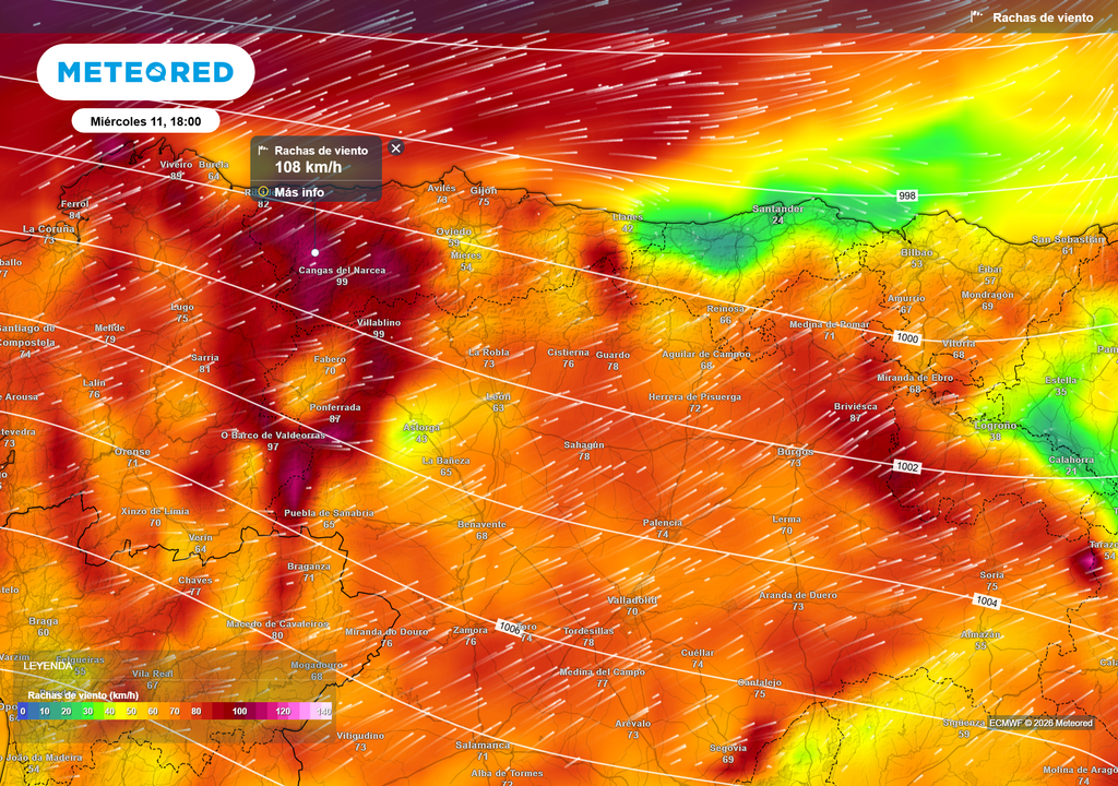 Habrá rachas de viento muy fuertes en amplias zonas de la mitad norte.