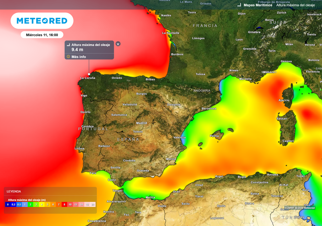 Se ha activado el aviso rojo por fenómenos costeros en el noroeste de Galicia.