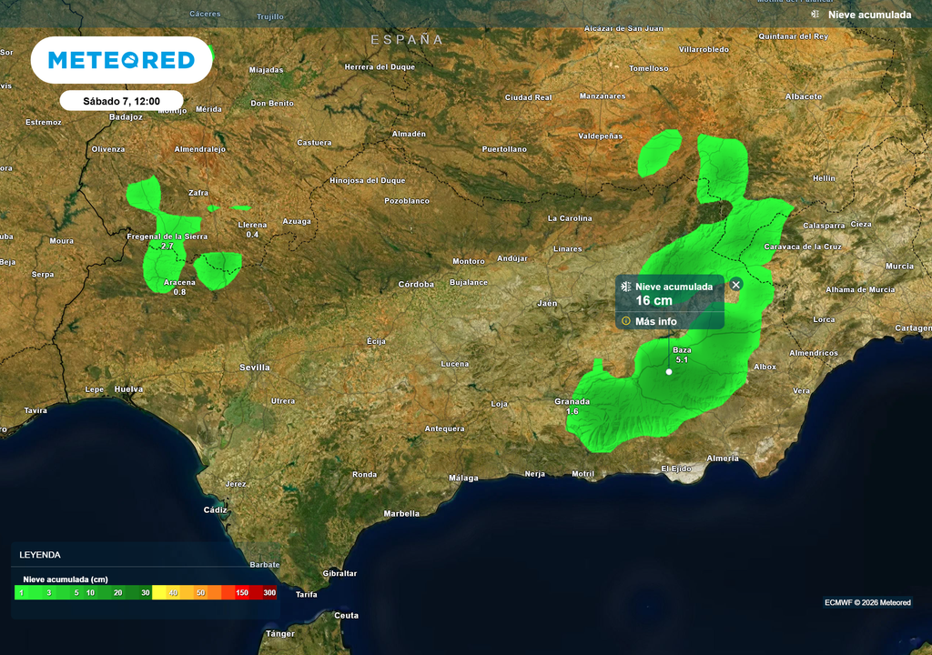 En la madrugada del sábado se acumularán más de 16 cm de nieve.