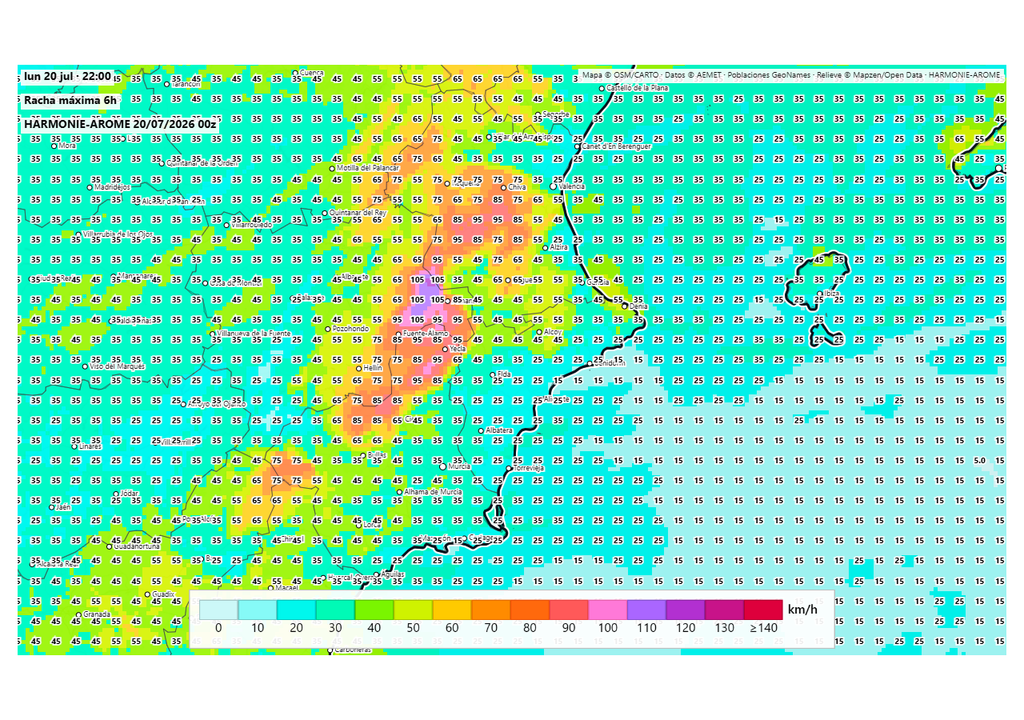 Las fuertes rachas de viento afectarán a amplias zonas del este peninsular.