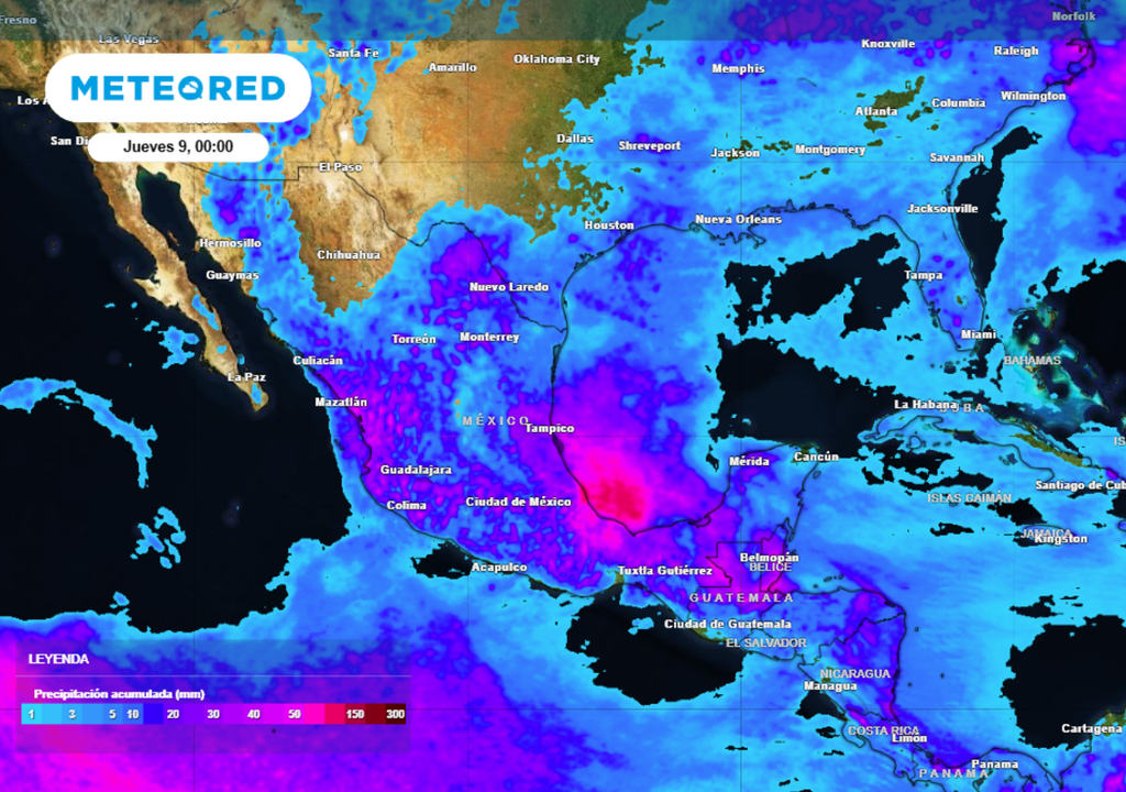 Pronóstico de lluvias para este miércoles en México.
