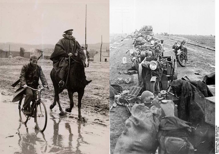 En medio del barro los medios de transporte más clásicos pudieron utilizarse mejor que los mecanizados. Material abandonado por los italianos en su retirada. En medio del barro los medios de transporte más clásicos pudieron utilizarse mejor que los mecanizados. Material abandonado por los italianos en su retirada.