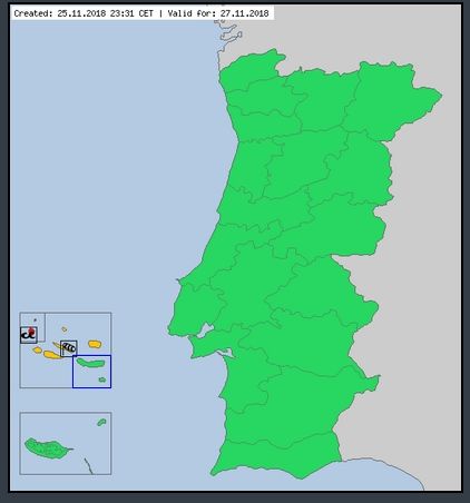 Foto 3: Avisos Meteorológicos por viento y olas por IMPA para el 27 nov. 2018. Meteoalarm-IMPA Foto 3: Avisos Meteorológicos por viento y olas por IMPA para el 27 nov. 2018. Meteoalarm-IMPA