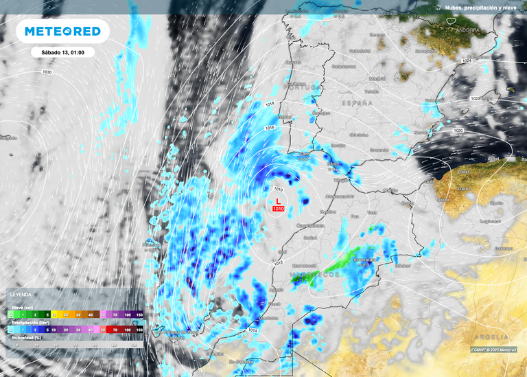 La borrasca Emilia ya está formada: España notará sus efectos hasta el domingo; 100 l/m2 en varias zonas
