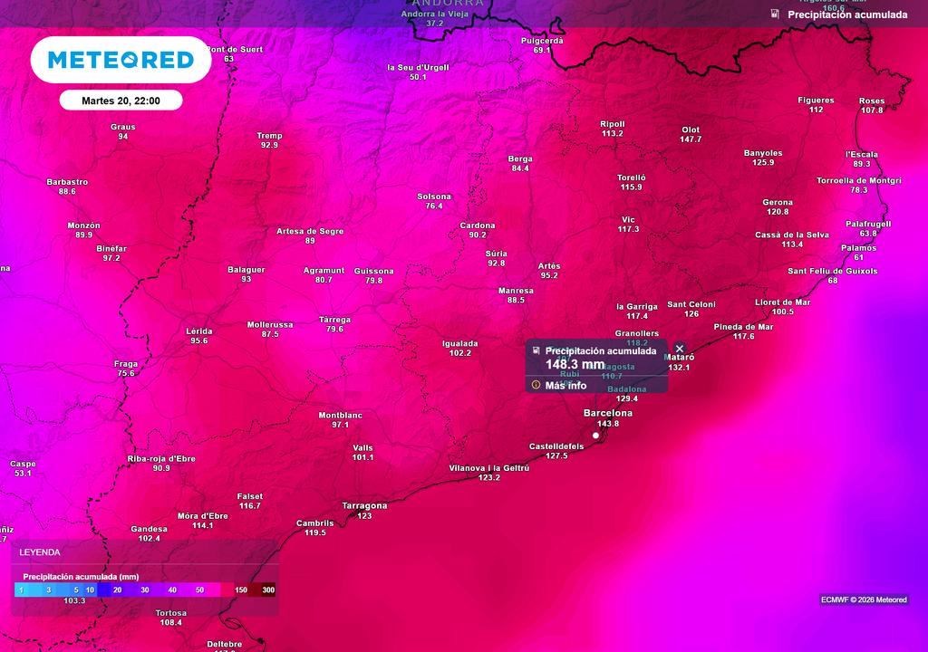 Los acumulados esperados para el martes.