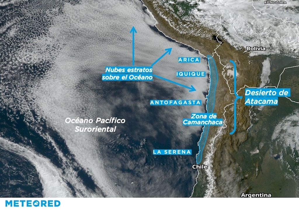 Imagen satelital del Océano Pacífico Suoriental y Sudamérica Imagen satelital del Océano Pacífico Suoriental y Sudamérica