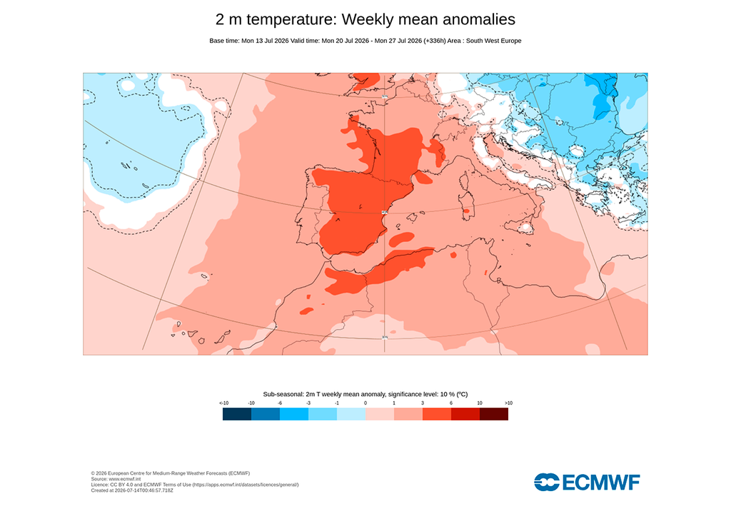 El calor muy intenso se generalizará a otras zonas de la Península a partir del fin de semana, según el modelo europeo.