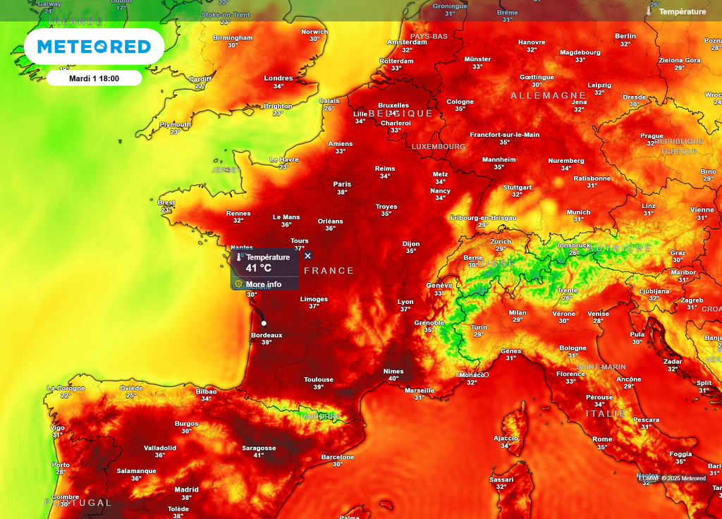 Températures mardi après-midi