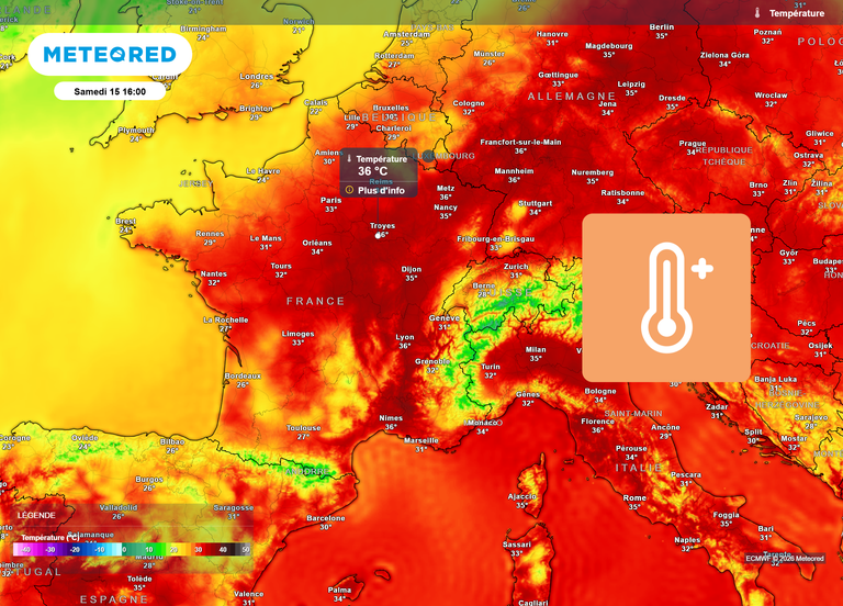 La canicule va r&eacute;sister ce samedi en France : des temp&eacute;ratures &agrave; 35&deg;C ou plus dans une vingtaine de villes