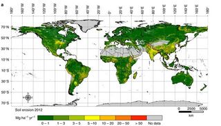 La cantidad de tierra que se pierde a nivel global por escorrentía